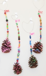 Meri Cherry Colourful Beads and Pine Cone Ornaments